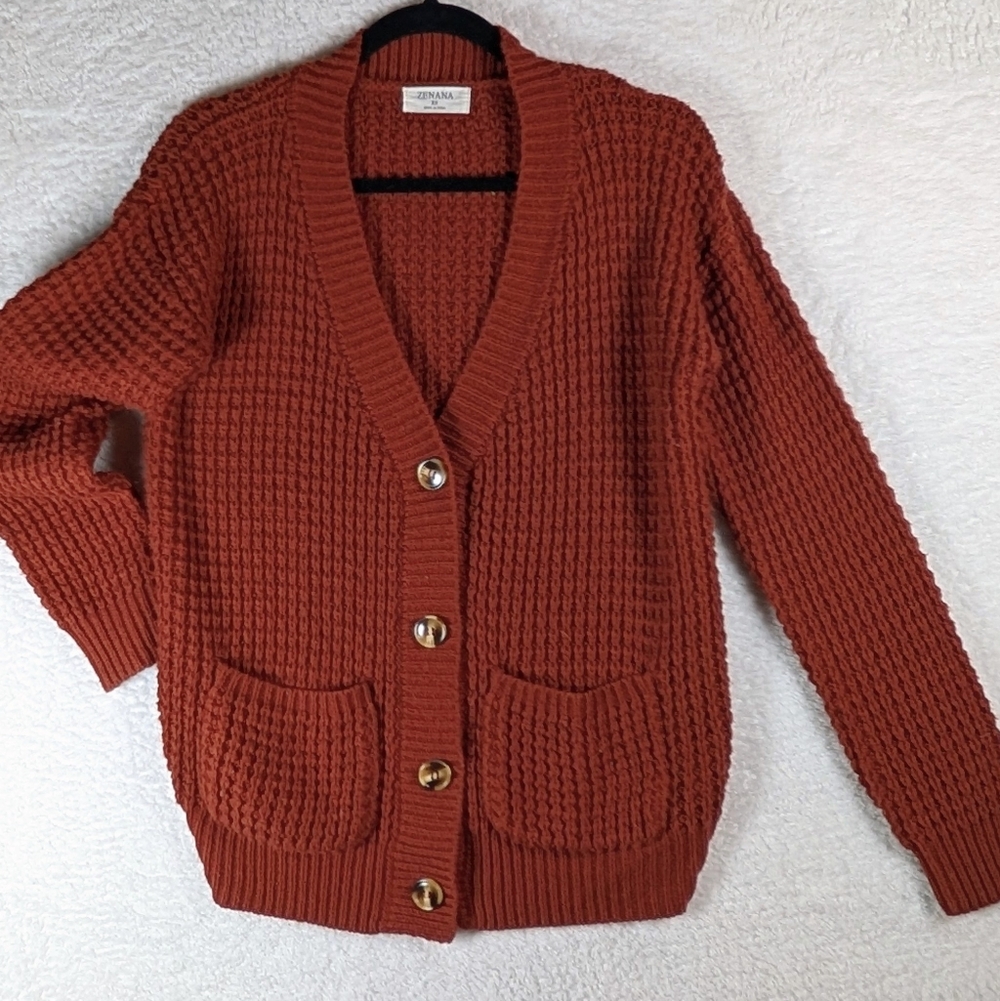 384-Zenanaβ Women's Brick Cardigan Sweater